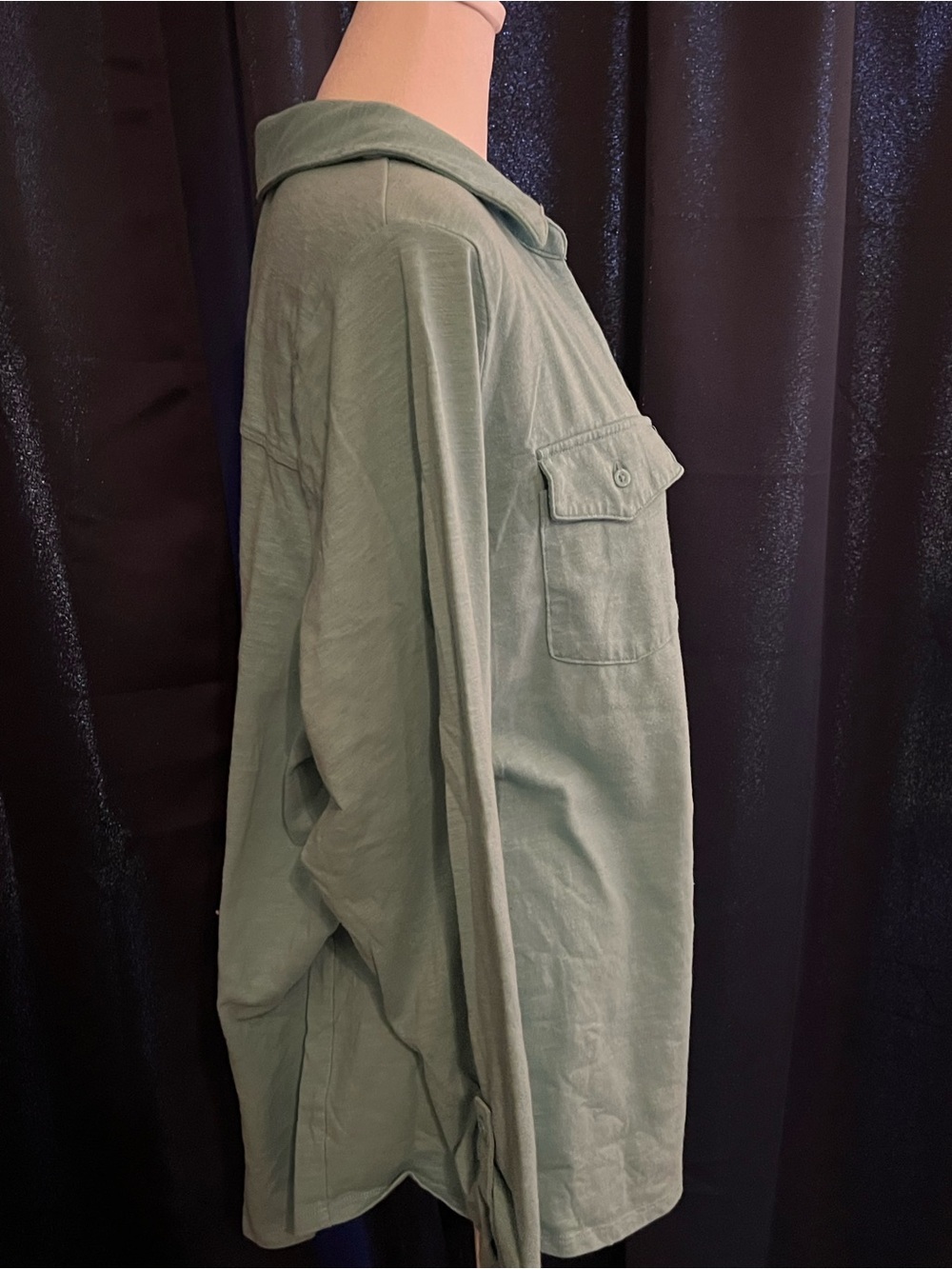 Croft & Barrow 1X Muted Teal Button Front Utility Shirt Plus Size Blouse - Picture 4 of 6